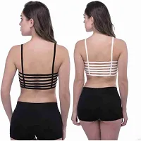 6 Straps Bra Women Cage Bra Lightly Padded Bra (Free Size fit Upto 28to34) Pack of 2-thumb1