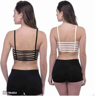 6 Straps Bra Women Cage Bra Lightly Padded Bra (Free Size fit Upto 28to34) Pack of 2-thumb2