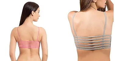 6 Straps Bra Women Cage Bra Lightly Padded Bra (Free Size fit Upto 28to34) Pack of 2-thumb1