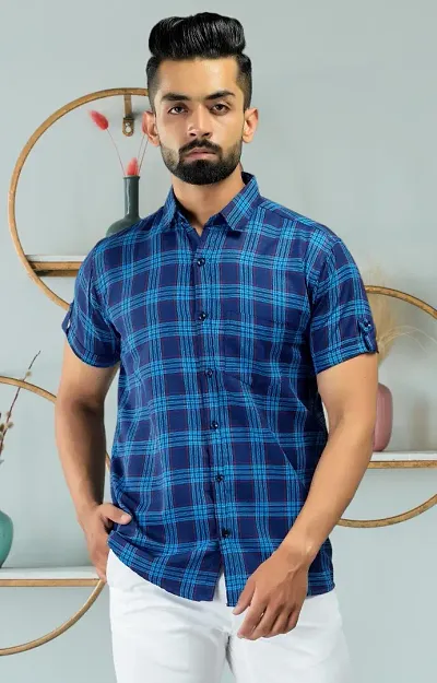 Stylish Blend Short Sleeves Shirt For Men