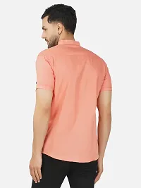 Stylish Peach Cotton Blend Short Sleeves Shirt For Men-thumb1