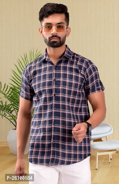 Stylish Multicoloured Cotton Blend Short Sleeves Shirt For Men-thumb0