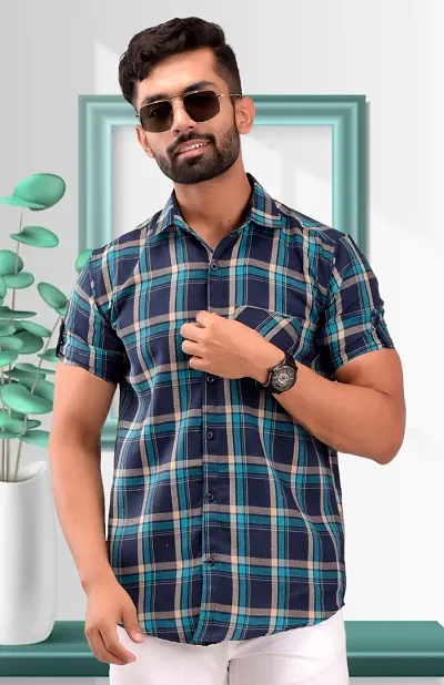 Stylish Blend Short Sleeves Shirt For Men