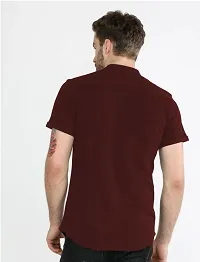 Stylish Maroon Cotton Blend Short Sleeves Shirt For Men-thumb1