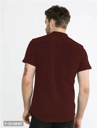 Stylish Maroon Cotton Blend Short Sleeves Shirt For Men-thumb2