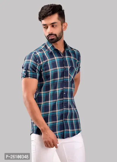 Stylish Multicoloured Cotton Blend Short Sleeves Shirt For Men-thumb3