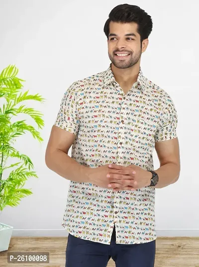 Stylish Multicoloured Cotton Blend Short Sleeves Shirt For Men-thumb0