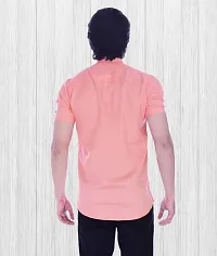 Stylish Pink Cotton Blend Short Sleeves Shirt For Men-thumb1