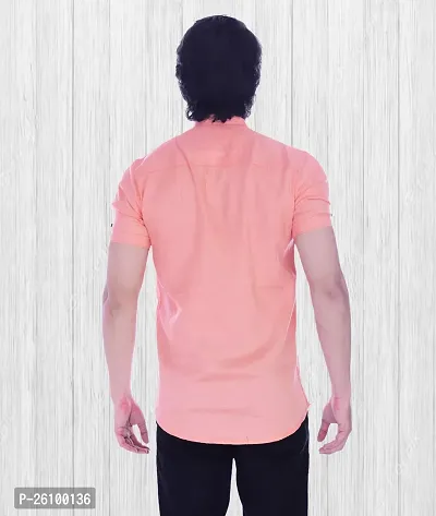 Stylish Pink Cotton Blend Short Sleeves Shirt For Men-thumb2