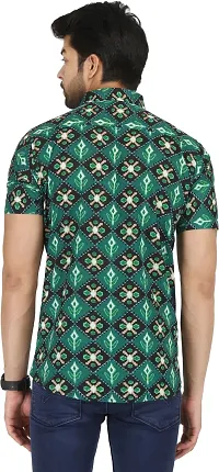 Stylish Green Cotton Blend Short Sleeves Shirt For Men-thumb1