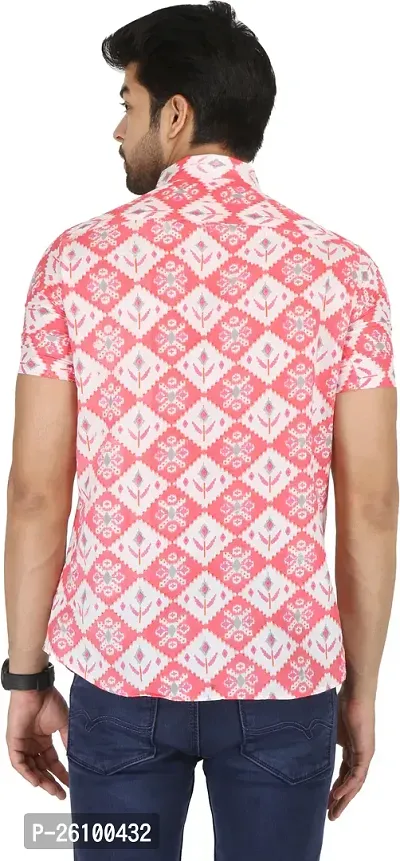 Stylish Pink Cotton Blend Short Sleeves Shirt For Men-thumb2