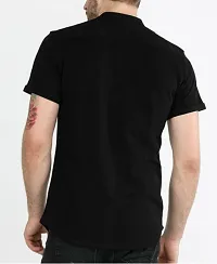 Stylish Black Cotton Blend Short Sleeves Shirt For Men-thumb1