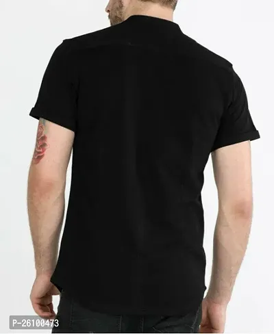 Stylish Black Cotton Blend Short Sleeves Shirt For Men-thumb2