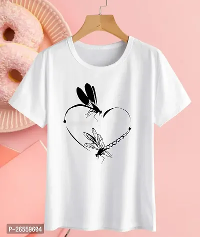 Women Graphic Print Round Neck Cotton Blend WHITE T-Shirt