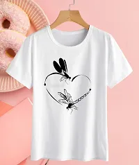 Women Graphic Print Round Neck Cotton Blend WHITE T-Shirt-thumb1