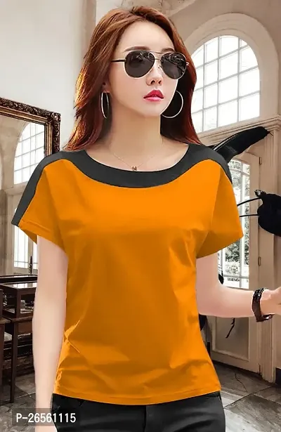 Women Colorblock Round Neck Cotton Blend Multicolor T-Shirt