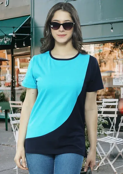 Women Solid Round Neck Blend T-Shirt