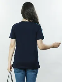 Women Solid Round Neck Cotton Blend T-Shirt-thumb2