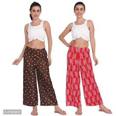 Stunning Polyester Blend Printed Palazzo For Women- Pack Of 2