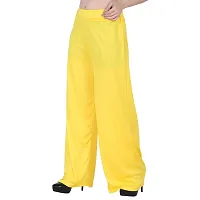 Stylish Yellow Polyester Blend Solid Palazzo For Women-thumb3