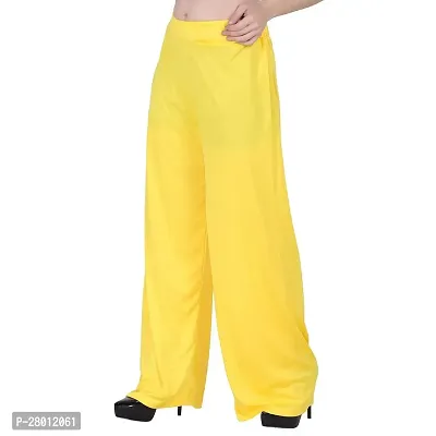 Stylish Yellow Polyester Blend Solid Palazzo For Women-thumb4