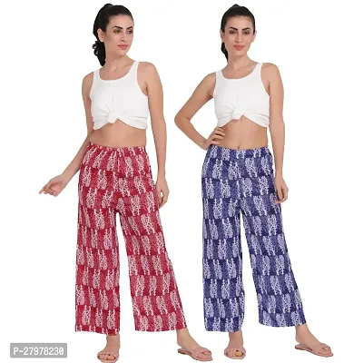 Stunning Polyester Blend Printed Palazzo For Women- Pack Of 2-thumb0