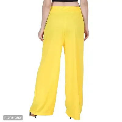 Stylish Yellow Polyester Blend Solid Palazzo For Women-thumb5