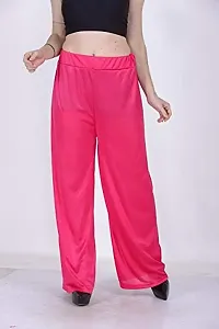 Stylish Pink Polyester Blend Solid Palazzo For Women-thumb2