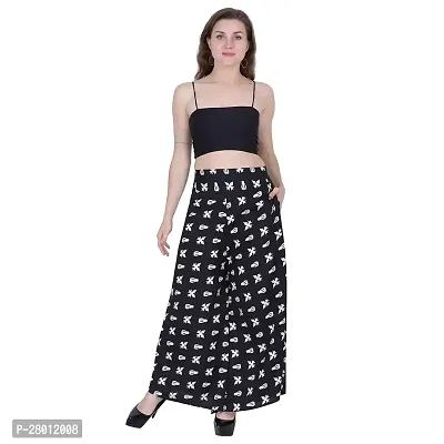 Stylish Black Crepe Printed Palazzo For Women