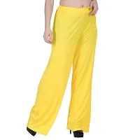 Stylish Yellow Polyester Blend Solid Palazzo For Women-thumb1