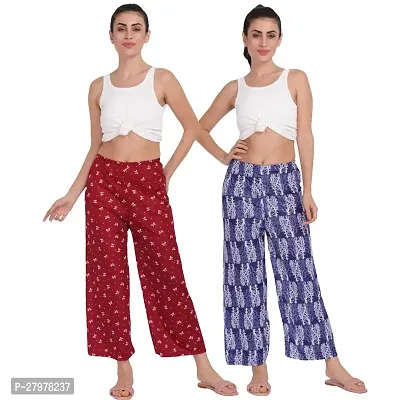 Stunning Polyester Blend Printed Palazzo For Women- Pack Of 2