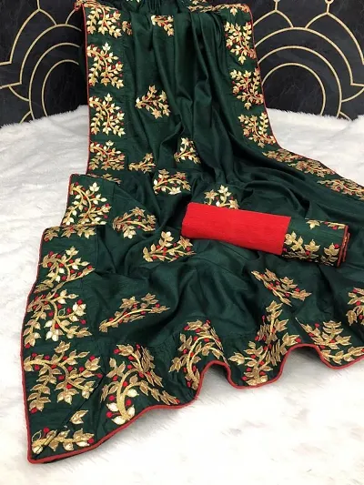 Attractive Silk Cotton Embroidered Sarees with Blouse Piece