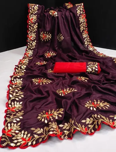 Poly Silk Gota Work Sarees with Blouse Piece