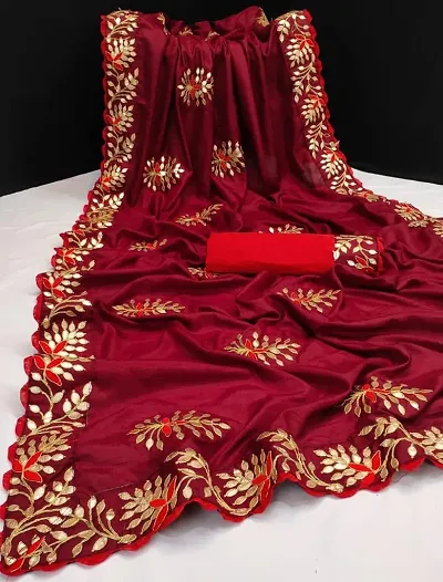 Stunning Dola Silk Heavy Gota Work Women Saree with Blouse Piece