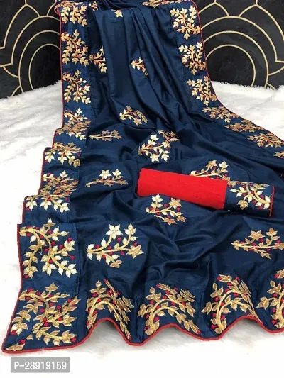 Classic Silk Blend Embroidered Saree with Blouse piece