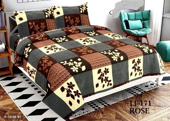 Comfortable Polycotton Printed Double Bedsheet with Pillow Covers-thumb0