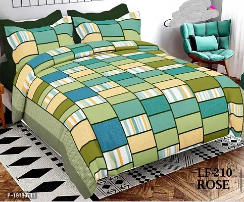 Comfortable Polycotton Printed Double Bedsheet with Pillow Covers-thumb0