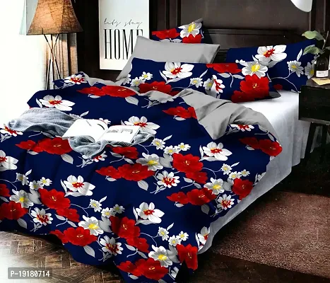 Comfortable Polycotton Printed Double Bedsheet with Pillow Covers-thumb0