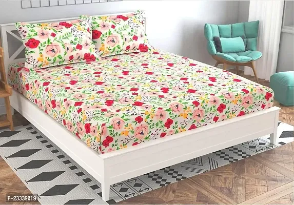 Comfortable Cotton Double Size Printed 1 Bedsheet With 2 Pillowcovers