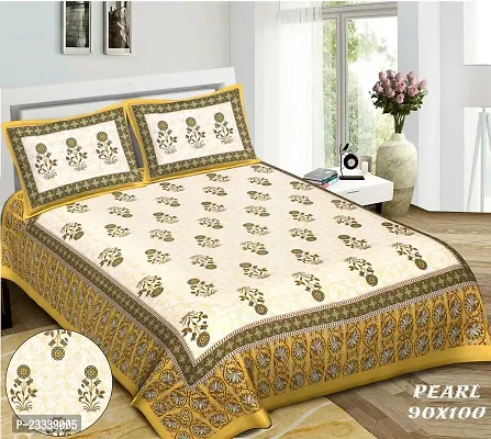 Comfortable Cotton Double Size Printed 1 Bedsheet With 2 Pillowcovers