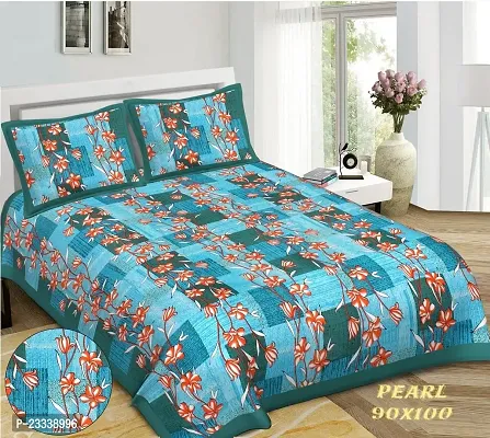 Comfortable Cotton Double Size Printed 1 Bedsheet With 2 Pillowcovers-thumb0