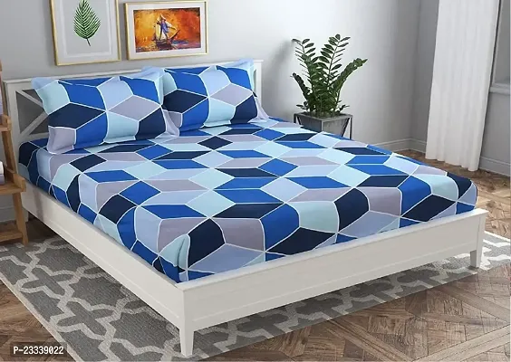 Comfortable Glace Cotton Double Size Printed 1 Bedsheet With 2 Pillowcovers