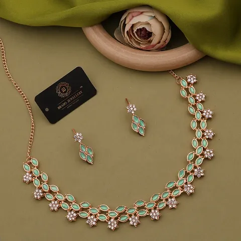 Fancy Brass American Diamond Jewellery Sets For Women