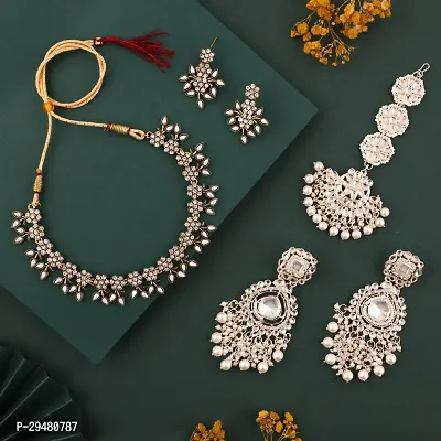 Stylish Golden Alloy  Jewellery Set Combo For Women