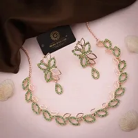 Stylish Gold Plated Rose Gold Brass Jewellery Set For Women-thumb1