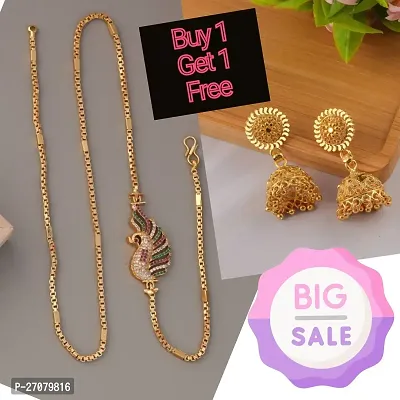Stylish Golden Brass Jewellery Set For Women And Girls-thumb0
