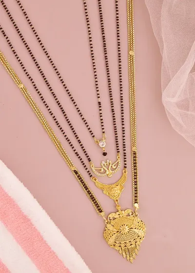 Pack Of 4 Stylish Alloy Golden Handcrafted Mangalsutra For Women