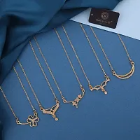 Stylish Fancy Designer Brass American Diamond Gold Plated Necklaces For Women Pack Of 5-thumb2