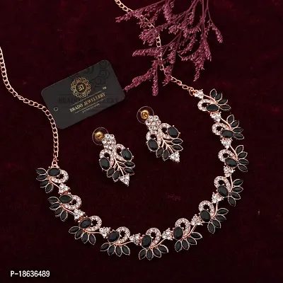 Stylish Rose Gold Plated Brass Jewellery Set For Women-thumb3