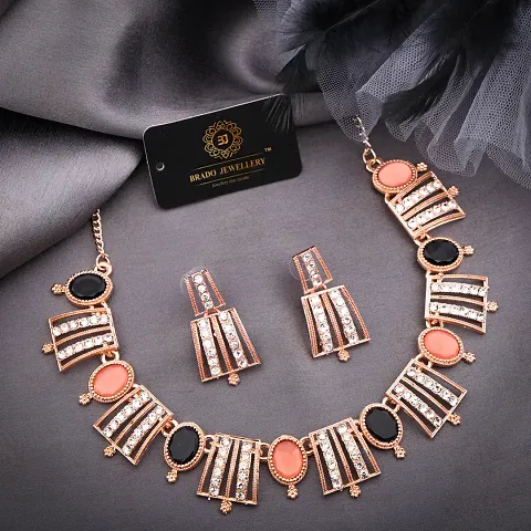 Fancy Designer Alloy American Diamond Jewellery Sets For Women